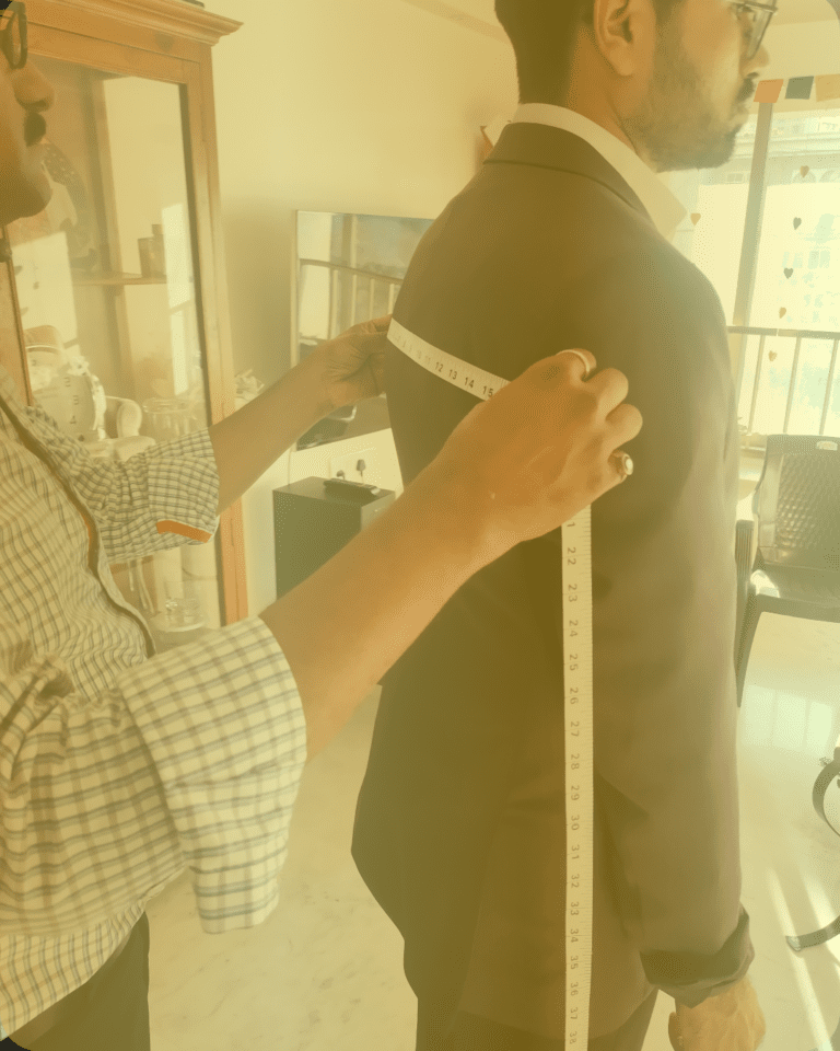 Measurements and Fittings: Our tailor takes precise measurements and discusses any adjustments needed.
